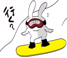 Rabbit who loves snowboarding sticker #8888969