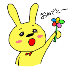 Happy yellow rabbit sticker #8892840