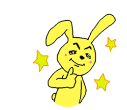 Happy yellow rabbit sticker #8892853