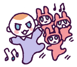 Little boy and cute rabbits sticker #8896064