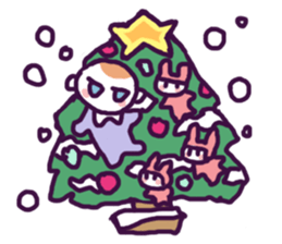 Little boy and cute rabbits sticker #8896067