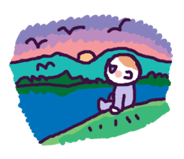 Little boy and cute rabbits sticker #8896068