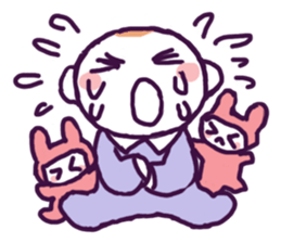 Little boy and cute rabbits sticker #8896077