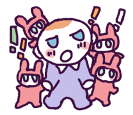 Little boy and cute rabbits sticker #8896079