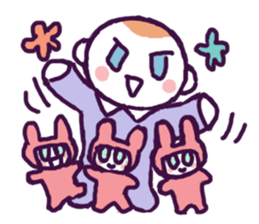 Little boy and cute rabbits sticker #8896081