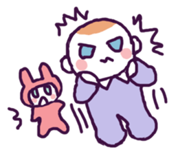 Little boy and cute rabbits sticker #8896084