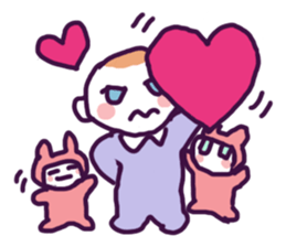 Little boy and cute rabbits sticker #8896086