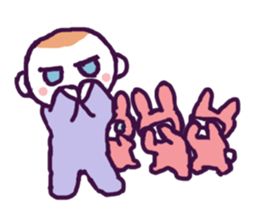 Little boy and cute rabbits sticker #8896093
