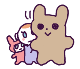 Little boy and cute rabbits sticker #8896096