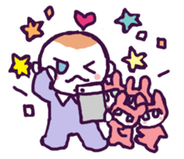 Little boy and cute rabbits sticker #8896098