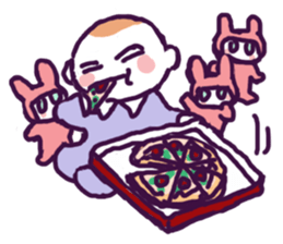 Little boy and cute rabbits sticker #8896100