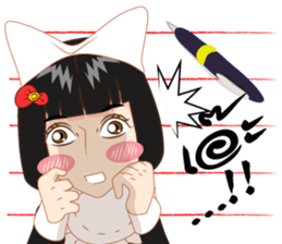 Cartoon thai-Isan writing lady v thai sticker #8898950