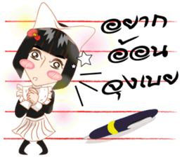 Cartoon thai-Isan writing lady v thai sticker #8898952