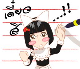 Cartoon thai-Isan writing lady v thai sticker #8898953