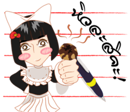 Cartoon thai-Isan writing lady v thai sticker #8898954