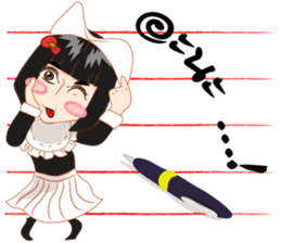 Cartoon thai-Isan writing lady v thai sticker #8898955