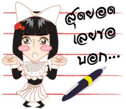 Cartoon thai-Isan writing lady v thai sticker #8898957