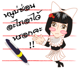 Cartoon thai-Isan writing lady v thai sticker #8898959