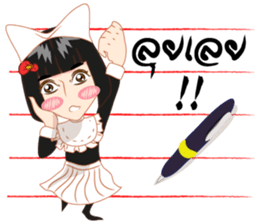 Cartoon thai-Isan writing lady v thai sticker #8898963