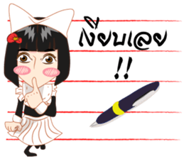 Cartoon thai-Isan writing lady v thai sticker #8898964