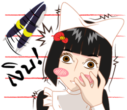 Cartoon thai-Isan writing lady v thai sticker #8898971