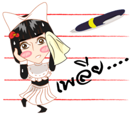 Cartoon thai-Isan writing lady v thai sticker #8898976