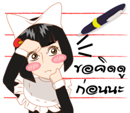 Cartoon thai-Isan writing lady v thai sticker #8898978