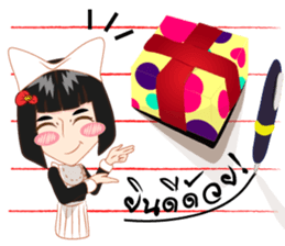 Cartoon thai-Isan writing lady v thai sticker #8898983