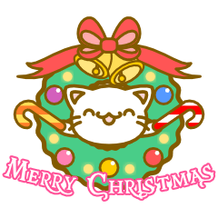 Christmas white cat sticker