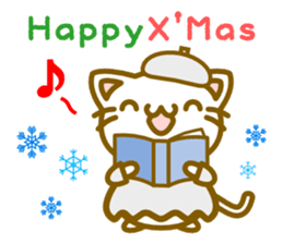 Christmas white cat sticker sticker #8905501