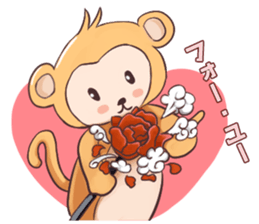 Magician monkey and his assistant rabbit sticker #8906502