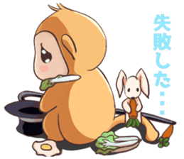 Magician monkey and his assistant rabbit sticker #8906506