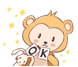 Magician monkey and his assistant rabbit sticker #8906509