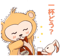 Magician monkey and his assistant rabbit sticker #8906510