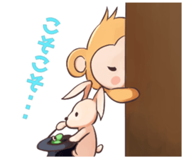 Magician monkey and his assistant rabbit sticker #8906518