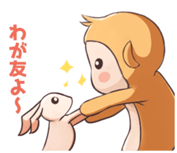 Magician monkey and his assistant rabbit sticker #8906520