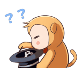Magician monkey and his assistant rabbit sticker #8906525