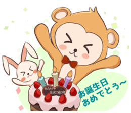 Magician monkey and his assistant rabbit sticker #8906528
