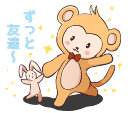 Magician monkey and his assistant rabbit sticker #8906531