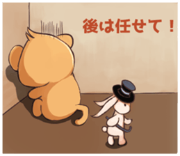 Magician monkey and his assistant rabbit sticker #8906534