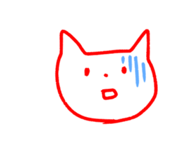 simple white cat sironeko sticker #8923885