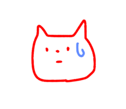simple white cat sironeko sticker #8923893