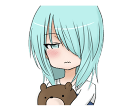 Cute girl and a teddy bear sticker #8927949