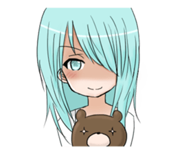 Cute girl and a teddy bear sticker #8927970