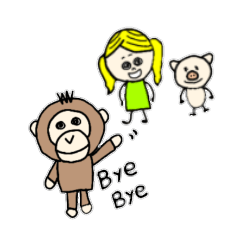 It is a girl a pig and a monkey