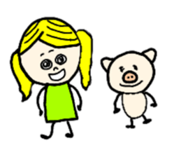 It is a girl a pig and a monkey sticker #8932205