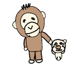 It is a girl a pig and a monkey sticker #8932216