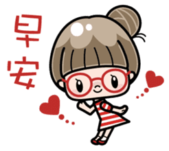 Cute girl with round glasses 2 sticker #8940744