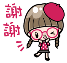 Cute girl with round glasses 2 sticker #8940748