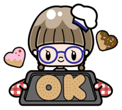 Cute girl with round glasses 2 sticker #8940750